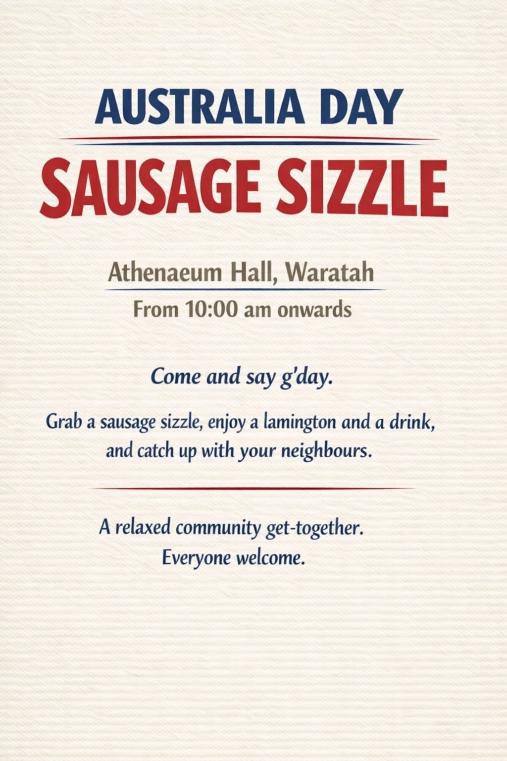 Australia Day Sausage Sizzle event poster