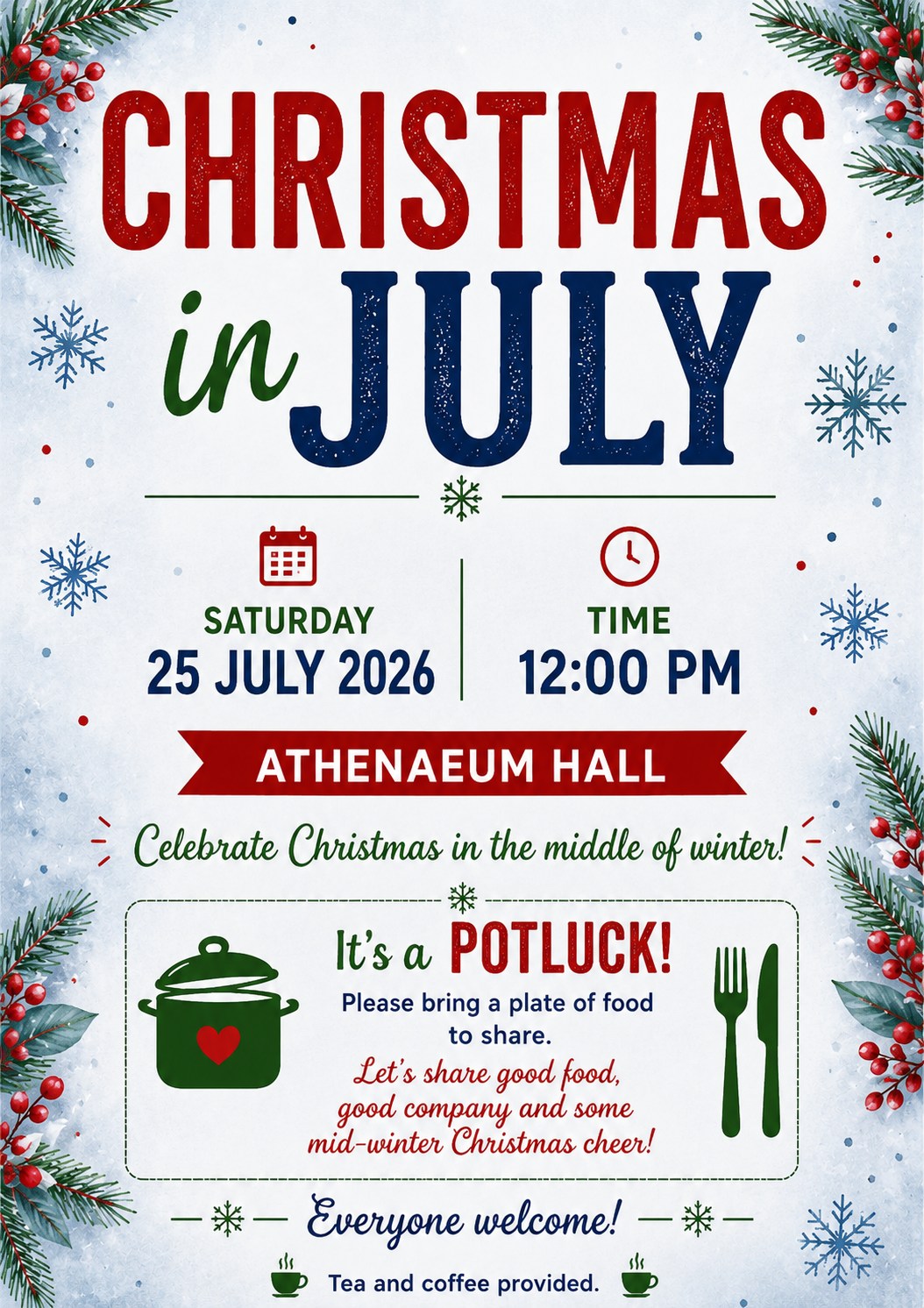 Christmas in July event poster